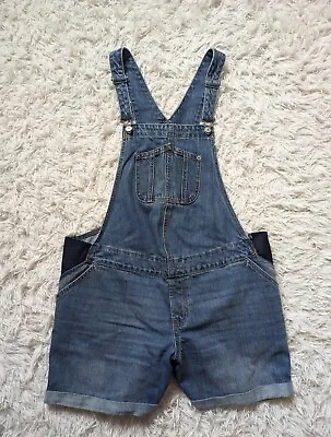 Old Navy Maternity Overall Shorts Blue Denim Jean Side Panel Women's Size Large • $24.99