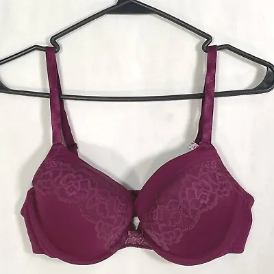  Maidenform Push-Up Bra Womens 36C Underwire Adjustable Strap Stretch Purple  • $13.94