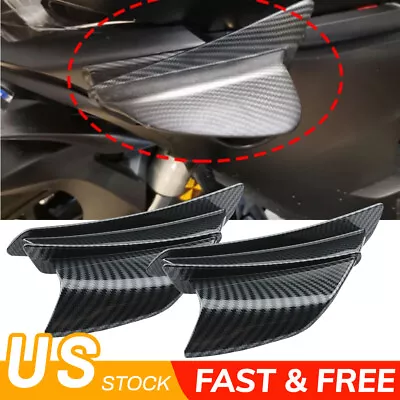 $20.99 • Buy Pair Matte Carbon Fiber Motorcycle Side Winglets Air Deflector Wing Kit Spoiler