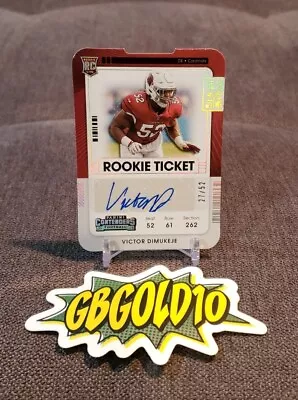 2021 Panini Contenders Ticket Stub /52 Victor Dimukeje #242 Rookie Auto RC • $9.99