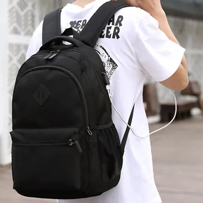 $12.36 • Buy Waterproof Men Women Backpack Laptop Travel School Bag With USB Charging Port HN