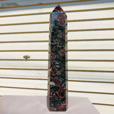 6.94lbNatural Fireworks Garnet Obelisk Quartz Crystal Wand Point Healing • $0.99