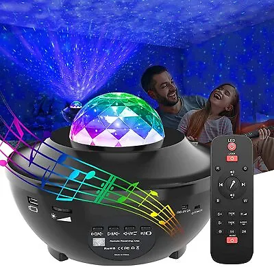 £11.99 • Buy LED Music Galaxy Projector Night Light Ocean Wave Star Lamp W/Remote