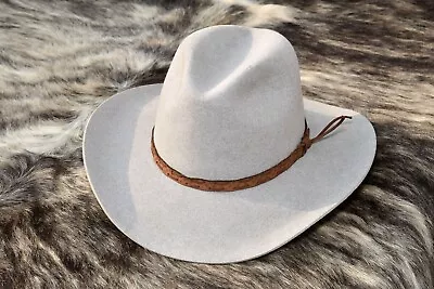 Beaver Brand 5X Cowboy Hat Western Silver Fur Felt USA Mens Sz 7 1/4 58 • $109.99