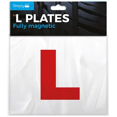 2 X FULLY MAGNETIC L PLATES Learner Secure Easy Application Removal Car Sign Red • £7.79