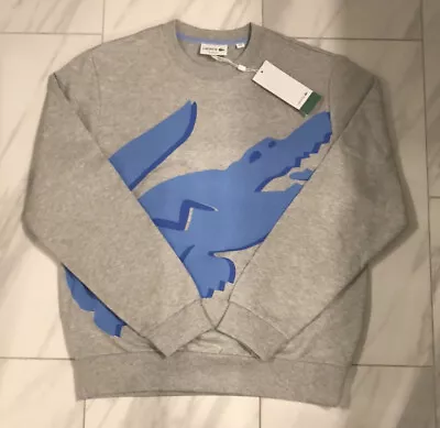 Lacoste Men's Big Croc Pullover Sweatshirt Gray Blue $155 New • $125