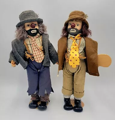 Vintage Hobo Tramp Clown Dolls With Porcelain Faces And Shoes With Stands • $45