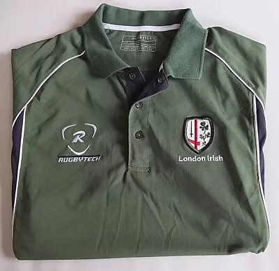 London Irish Rugbytech Rugby Union Shirt Size Large Green  • £29.95