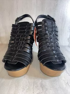 Mossimo Supply Co Heel Strap Wedge Sandals Shoes Black Womens Size US 8 • $16.23