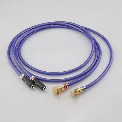 Pair 90 Degree Right Angled RCA Hifi Audio Interconnect Cable & WBT Plug • $68.43