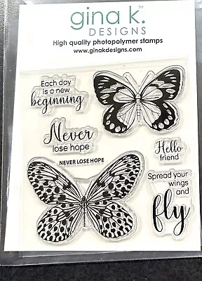 Gina K Designs Mini 3 Piece Clear Stamp Set Never Lose Hope Butterflies Sentimen • $3.99