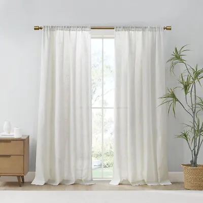 Madison Park Linen Blend Light Filtering Curtain Window Panel Pair 2-PK 52x84 • $47.99