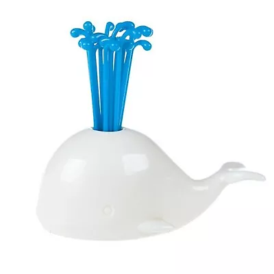 Beluga Whale Shaped Storage Jar With Fruit Fork Set Ideal For Snacks And Sweets • $15.32