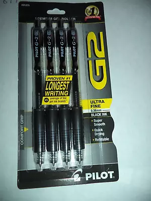 4 Pack Pilot® G-2® Retractable Gel ROLLER Pens Extra Fine Point 0.38mm BLACK👍 • $8.99