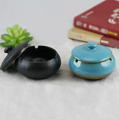 £7.59 • Buy Ceramic Ashtray With Lids Windproof Cigarette Ashtray Indoor Home Office Use