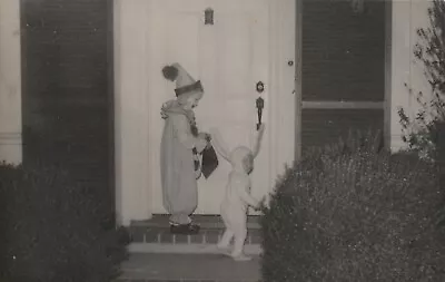 Vintage Snapshot: Kids In Clown & Bunny Halloween Costumes - 1953 • $29.95