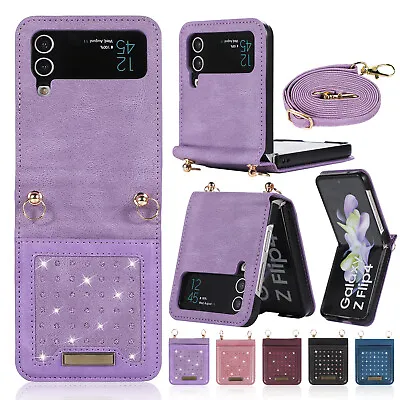 $16.27 • Buy Leather Wallet Women Case For Samsung Z Flip 4/3 5G Strap Crossbody Phone Cover