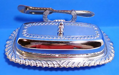 Vintage Irvinware Chrome Butter Dish W/ Cover Knife & Glass Tray Insert USA • $12
