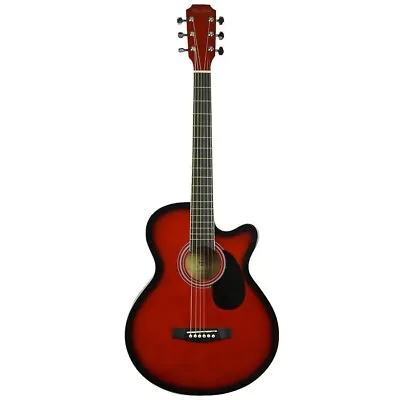 Main Street 38  Inch Acoustic Cutaway Guitar Transparent Red MAS38TR • $89.99