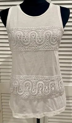 J.Crew White Embroidered Sleeveless Lace Embellished Tank Top Size XXS (Fits S) • $5