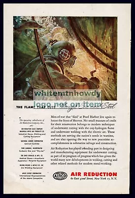 1945 WWII DEEP-SEA DIVER Underwater Welding Military Ship Air Reduction PRINT AD • $12.98