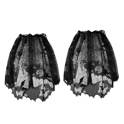  2 Pcs Lampshade Guard Cage Halloween Light Covers Black Topper Scarf Lace O • £11.99