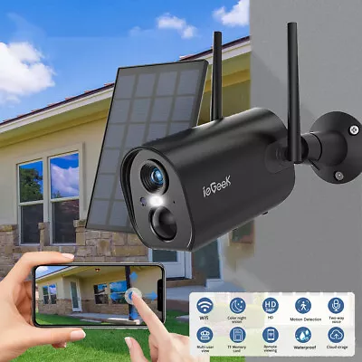 IeGeek 2K Security Camera Wireless Wifi Surveillance Camera Outdoor Solar Camera • £12.99