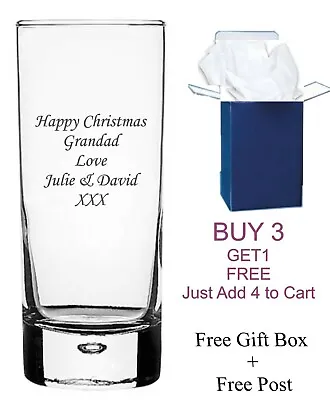 £10.95 • Buy Personalised Engraved Bubble Glass Highball Glass Gifts 65th 70th, 80th Birthday
