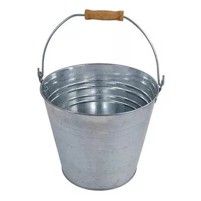 12L Galvanised Metal Bucket Strong Steel Wooden Handle Water Coal Fire Garden • £8.95