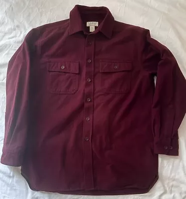 VTG LL Bean Chamois Cloth Heavy Flannel Shirt Mens M Red Button Up Long Sleeve • $20