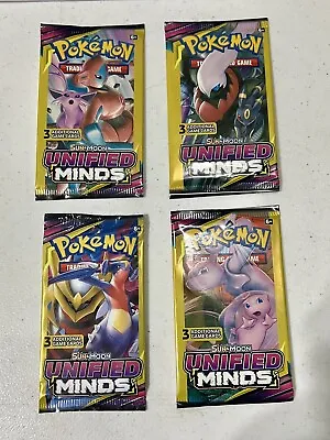 Art Set(4x) Unified Minds 3 Card Booster Packs Sealed Sun & Moon Pokémon TCG • $8.50