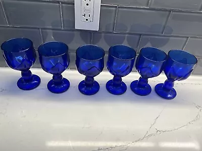 Vintage Tiffin Franciscan Cabaret Cobalt Blue Wine Goblet-set Of 6 7 3/4” High • $39.99