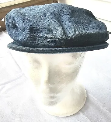 Vintage 1970s Blue Denim Cabbie Newsboy Cap Hat USA • $16.99