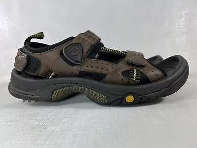 FootJoy Brown Leather Adjustable Strap Soft Spike Golf Sandals 45607 Mens Sz 9M • $21.95