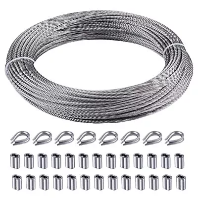 100FT 1/87x7 Stainless Steel Cable Wire Rope Aircraft Cable Railing Decking Kit • $23.99