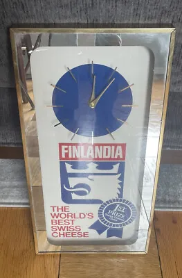 Vintage FINLANDIA SWISS CHEESE DELI CLOCK SIGN DELICATESSEN Store Display 20” • $75