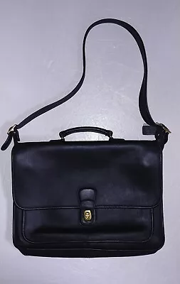 Vintage COACH Black Leather Metropolitan Briefcase Messenger Bag • $65