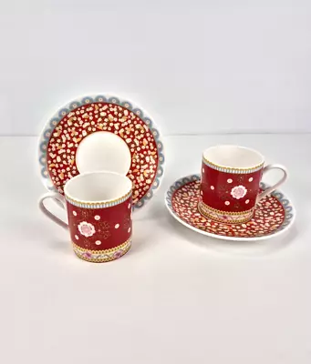 Maxwell & Williams Bone China Enchante Veronique Espresso Cups & Saucers Set X 2 • $45