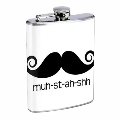 Cool Mustache D8 8oz Stainless Steel Hip Flask • $14.95