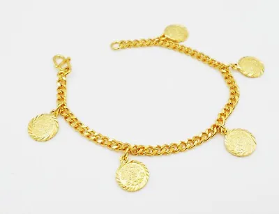 $26.99 • Buy Coins 22K 23K 24K THAI BAHT YELLOW GOLD GP  Bracelet  7  Inch Jewelry Women