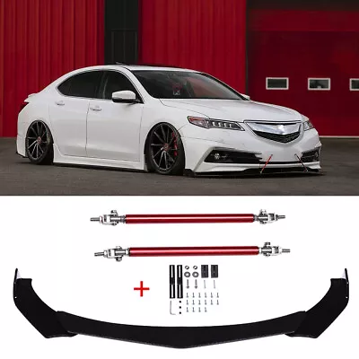 For Acura TLX ILX TL TSX Gloss Black Front Bumper Lip Splitter Spoiler Body Kit • $65.64