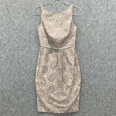 $29.95 • Buy Truly Zac Posen Cocktail Dress Womens Size 4 Champagne Lace Beading