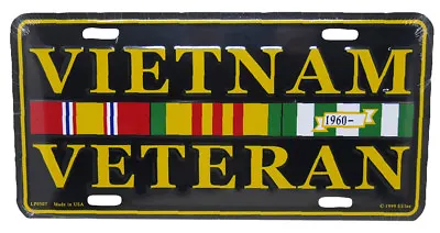 Vietnam Vet Veteran Ribbon 1960- World War Black 6 X12  Aluminum License Plate • $10.88