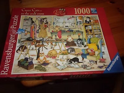 Crazy Cats In The Craft Room  1000 Piece Ravensburger Jigsaw Puzzle  Preloved • £6.99