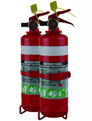 2x 1KG Dry Chemical ABE Fire Extinguisher With HD Metal Bracket | 4WD | Home & G • $64.99