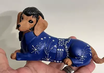 Elvis Dachshund In Blue Outfit - Elvis Paw-esly Dachshund Hamilton Collection • $42.50