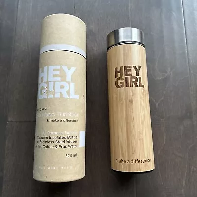 Hey Girl Bamboo Tea Infuser Tumbler Insulated Stainless Steel Strainer 18 Oz • $27.35