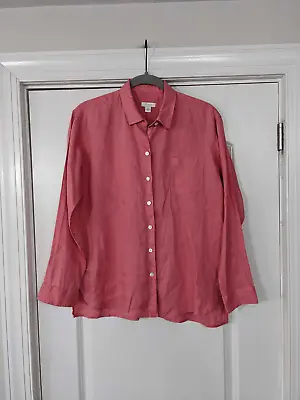 J. Jill Love Linen Button Up Shirt 100% Linen Coral/pink Size XS Lagenlook • $10