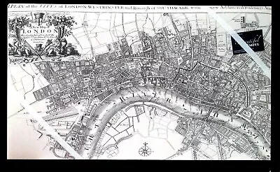 Old City Of London Map Fabric Covered Box Framed Memo/message/pin/notice Board • £32