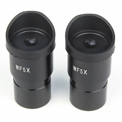 Pair Of WF5X Microscope Eyepiece 30mm Ocular Optical Lens With Eyeguards • $11.63